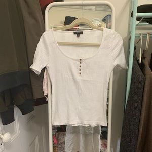 J. Crew white scoopneck ribbed top